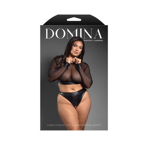 Fantasy Lingerie Domina Faux Leather Top & Thong