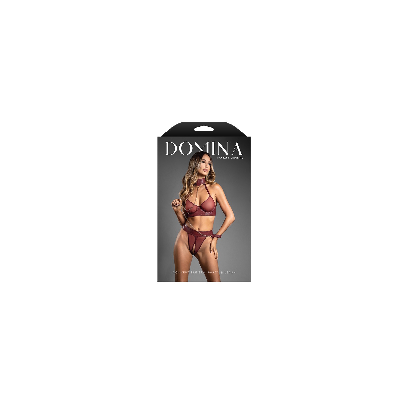 Sujetador Embosado Fantasy Lingerie Domina con Cadena y Panti Abierta