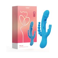 Trilux Kinky Finger Rabbit Vibrator with Anal Beads - Blue