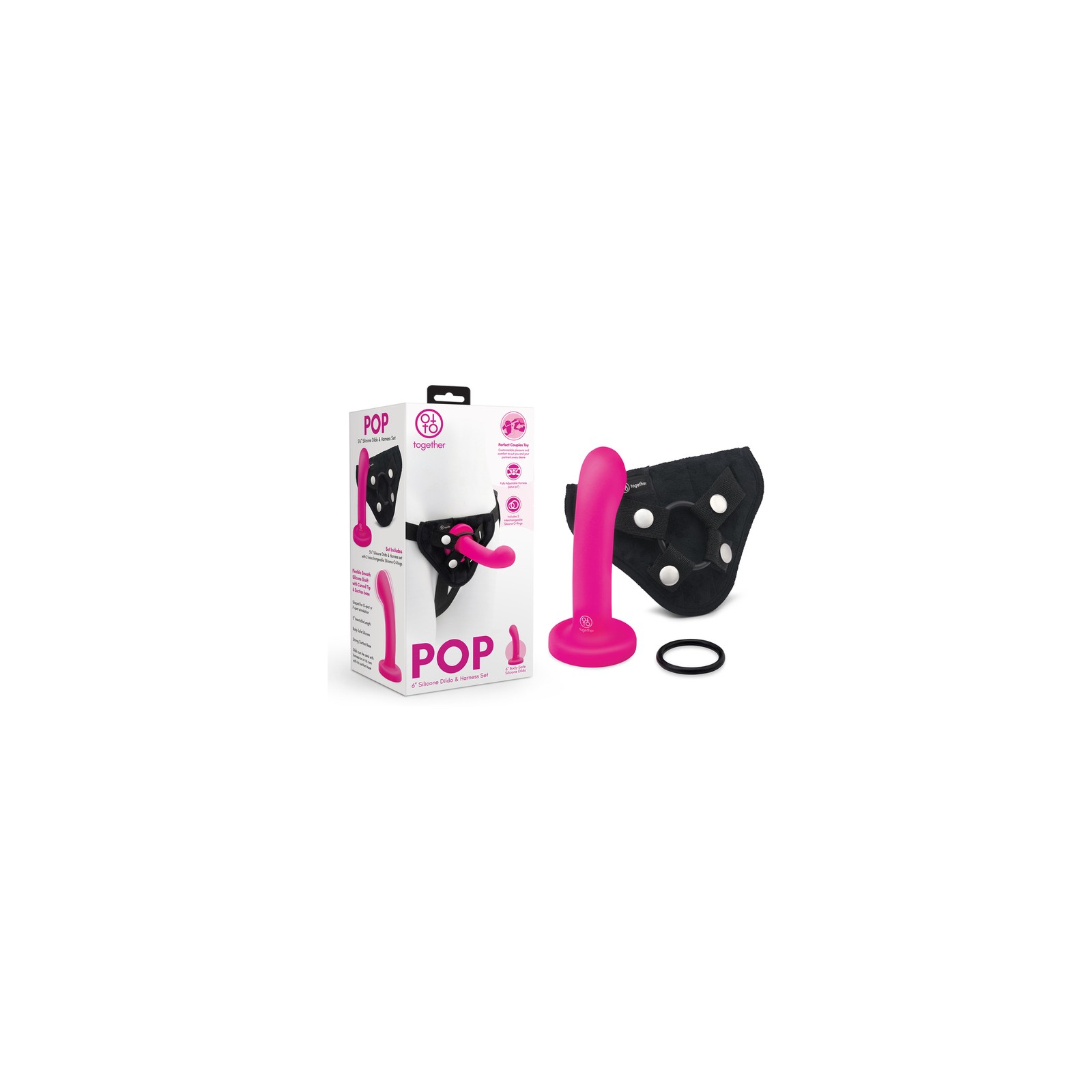 Together 5 in. Silicone Dildo and Harness Set Pink - Ultimate Pleasure Kit