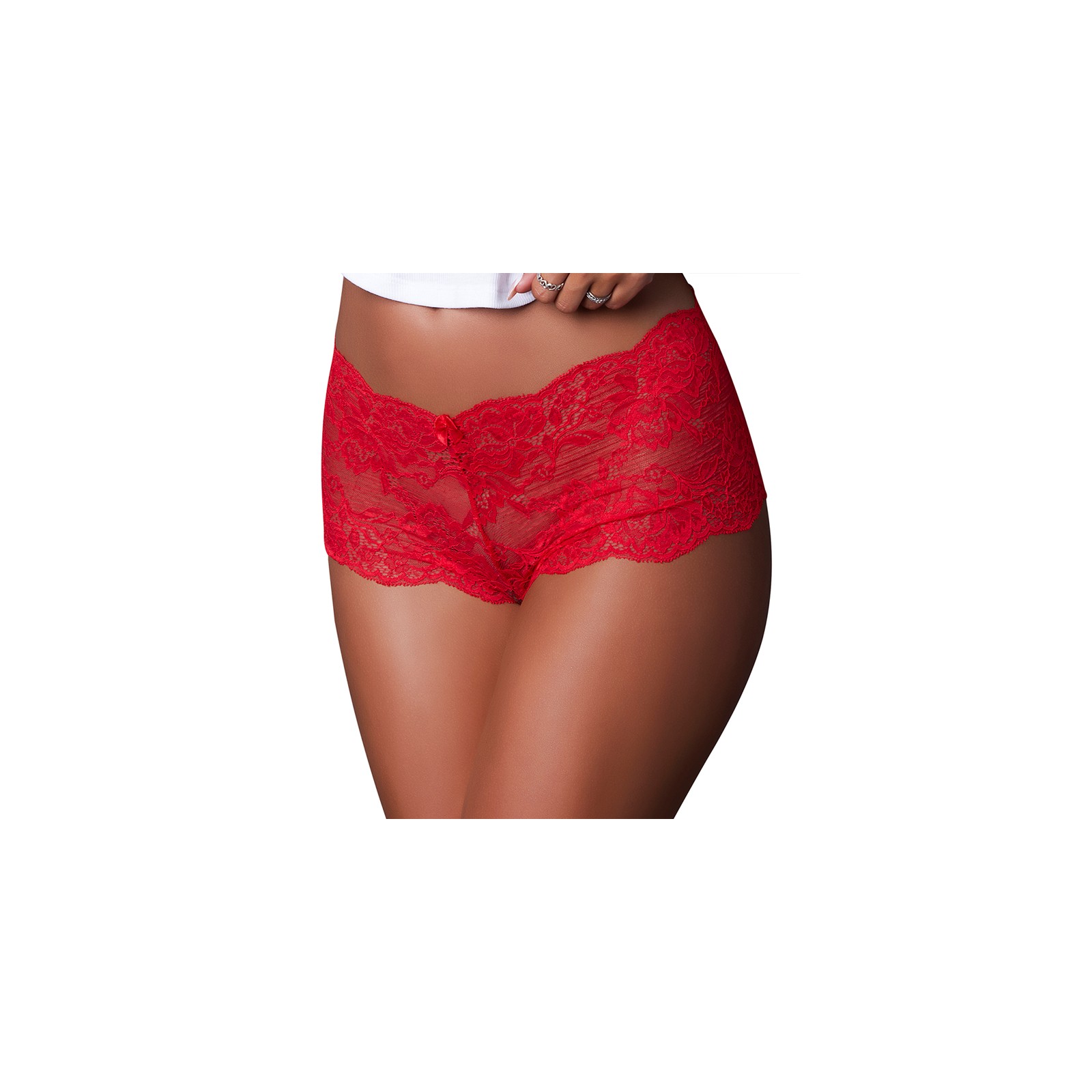 Magic Silk Sugar High Lace Boyshort Red S/M