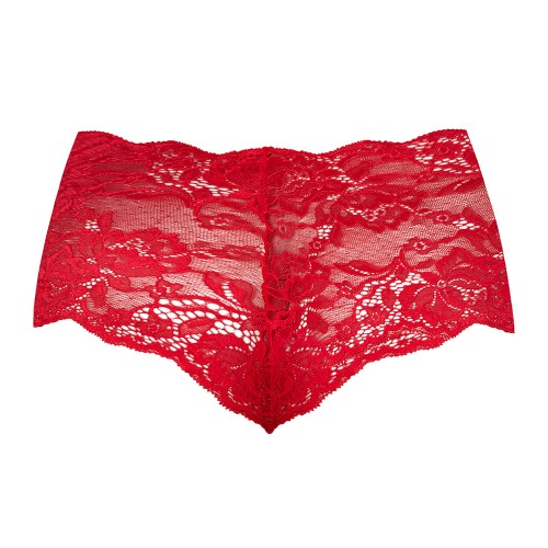 Magic Silk Sugar High Lace Boyshort Red S/M