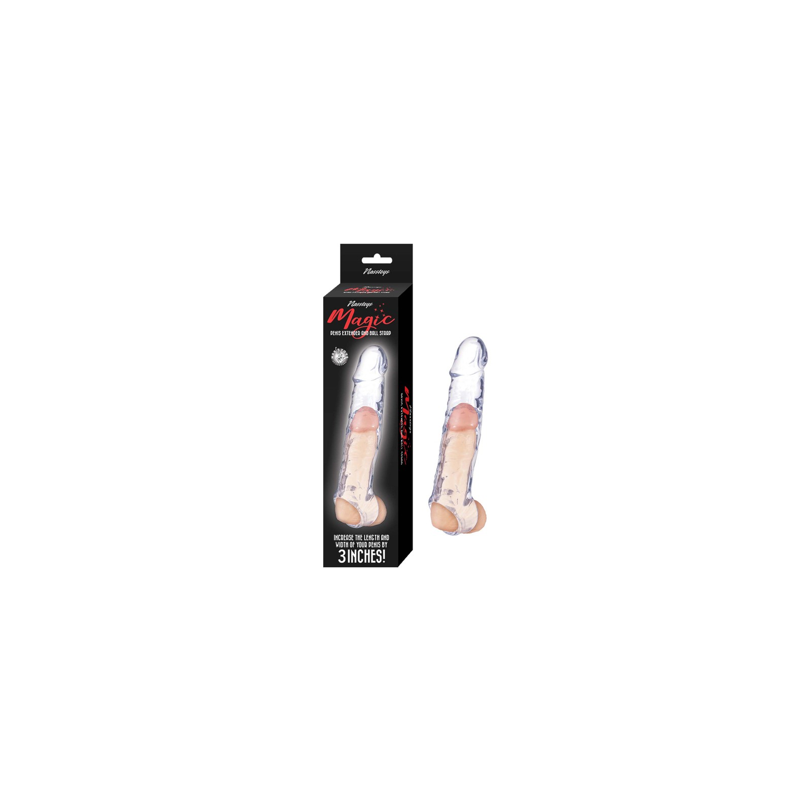 Magic Penis Extender & Ball Strap 6.5in Clear