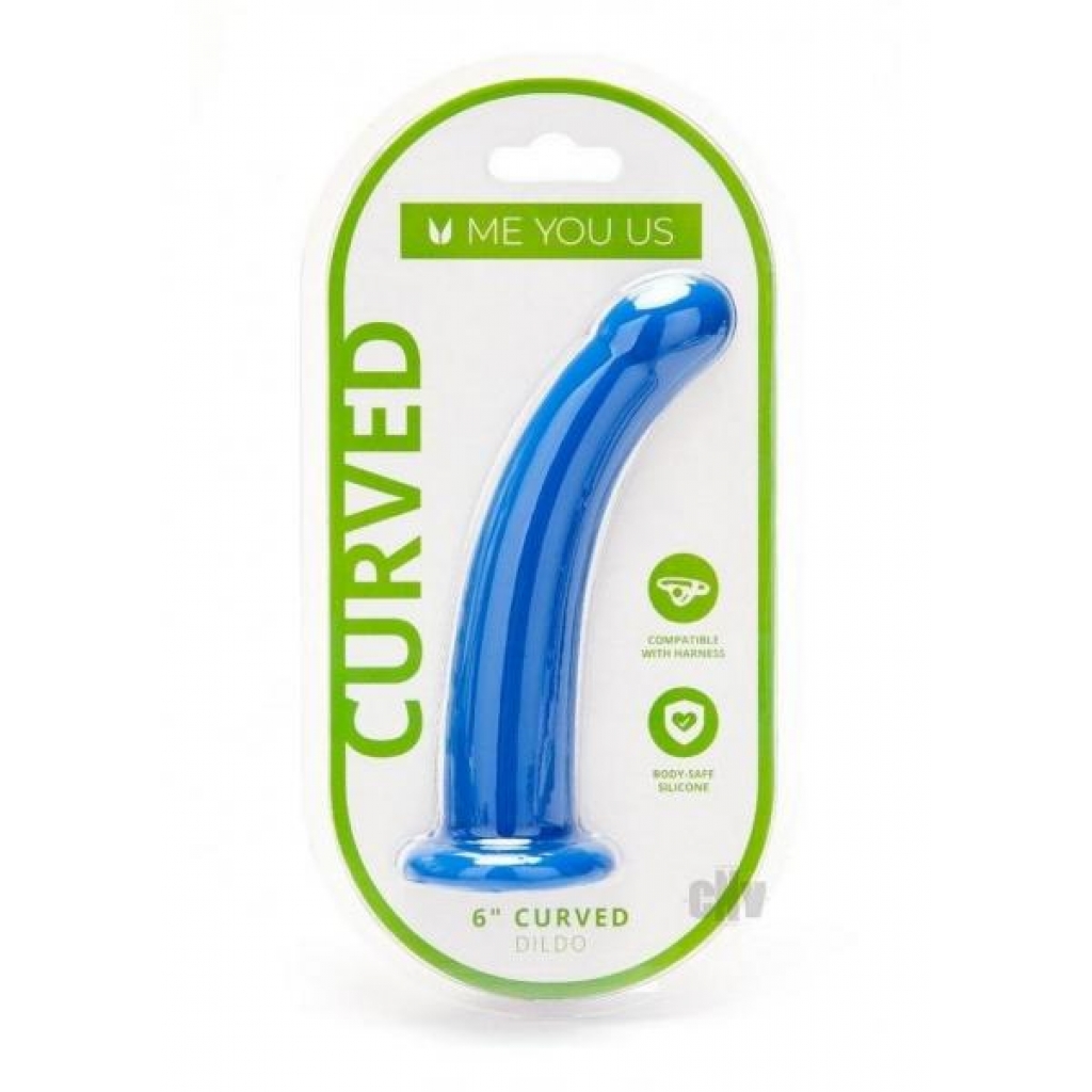 Myu Curved Silicone Dildo - 6 Inches - Blue