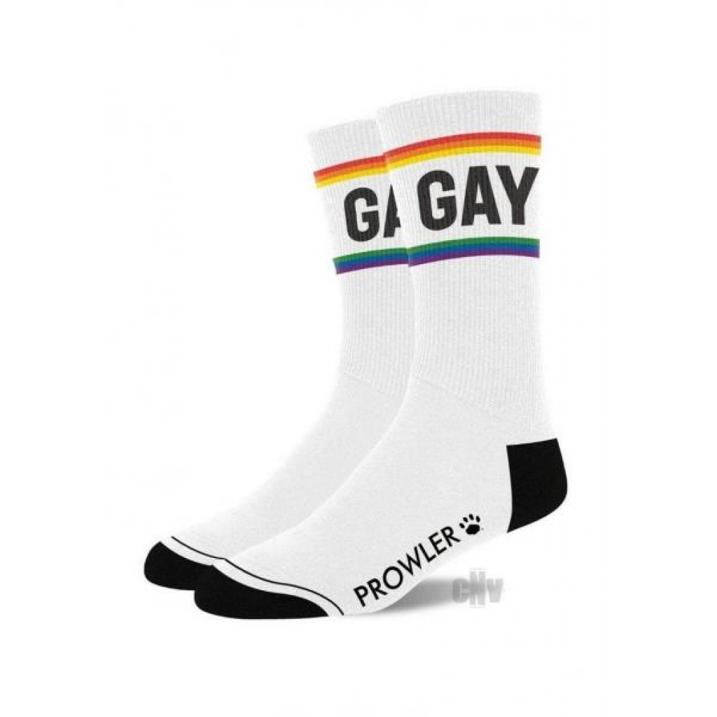 Prowler Gay Socks - White/Rainbow