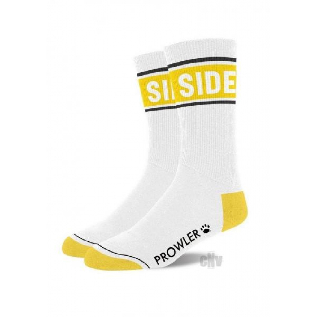 Prowler Side Socks in White and Yellow