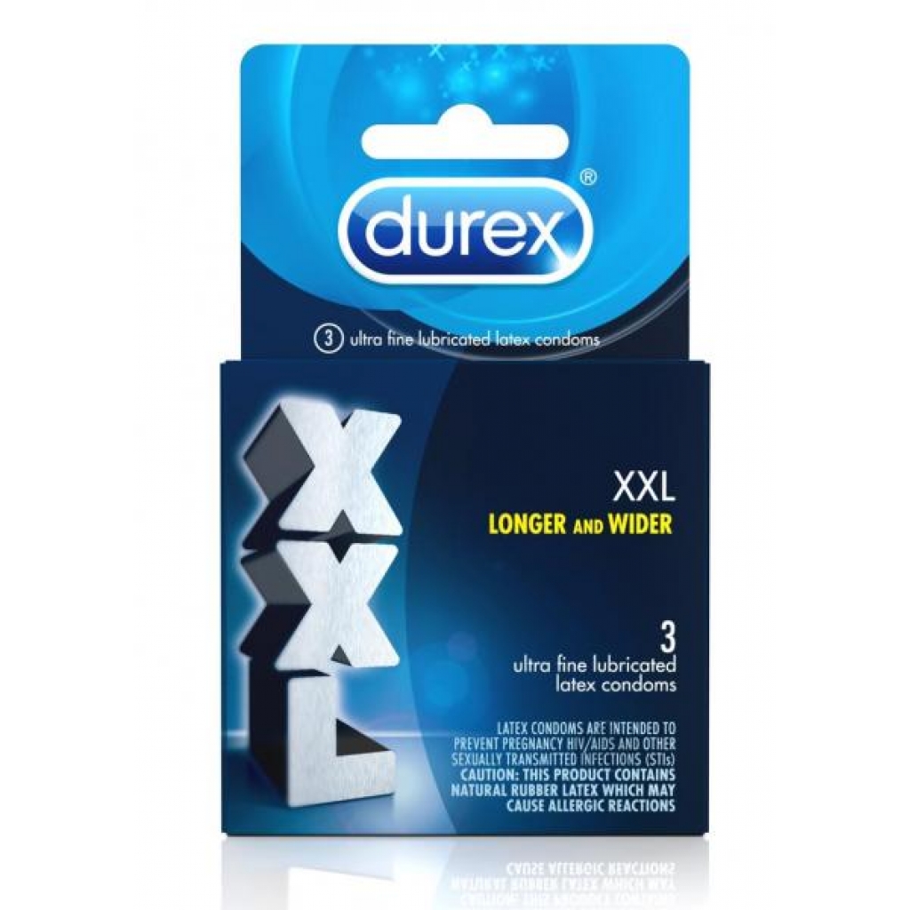 Durex XXL Lubricated 3 Pack Latex Condoms - Paradise Marketing 