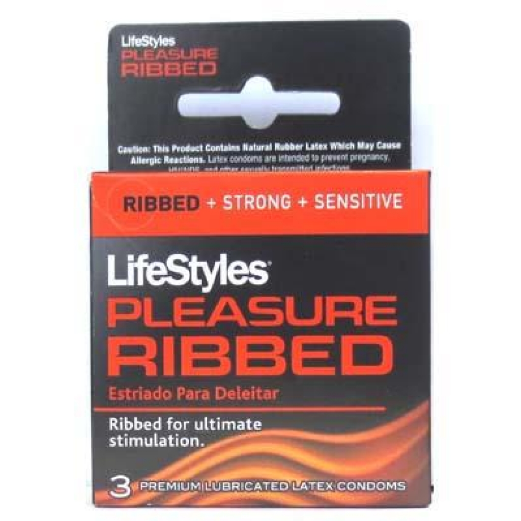 Lifestyles Condom Ribbed Pleasure Lubricated 3 Pack