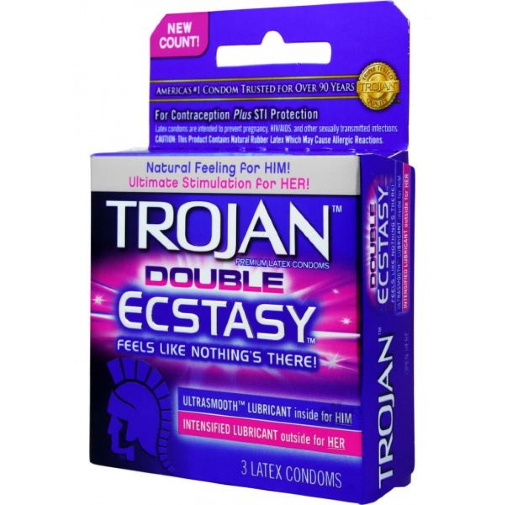 Trojan Double Ecstasy 3 Pack Latex Condoms