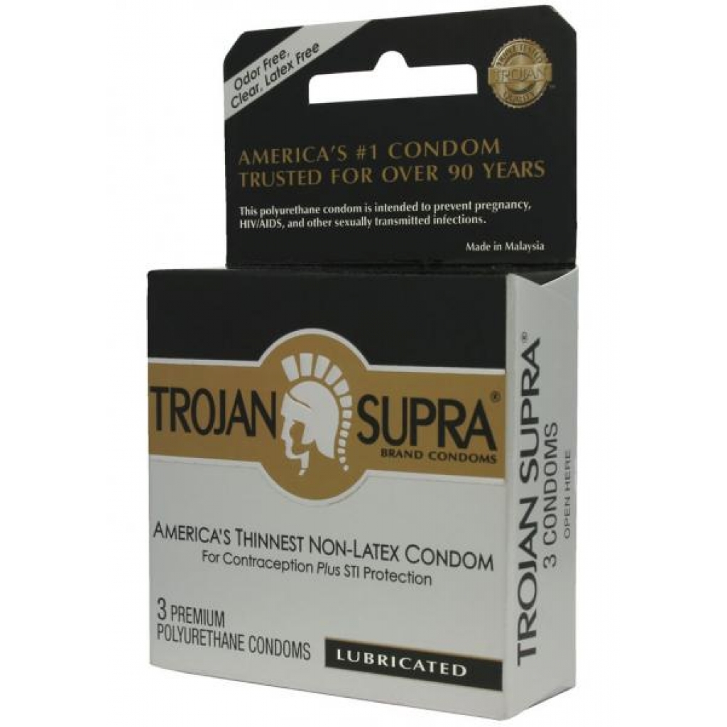 Trojan Supra Microsheer Non-Latex Lubricated Condom - Triple Protection