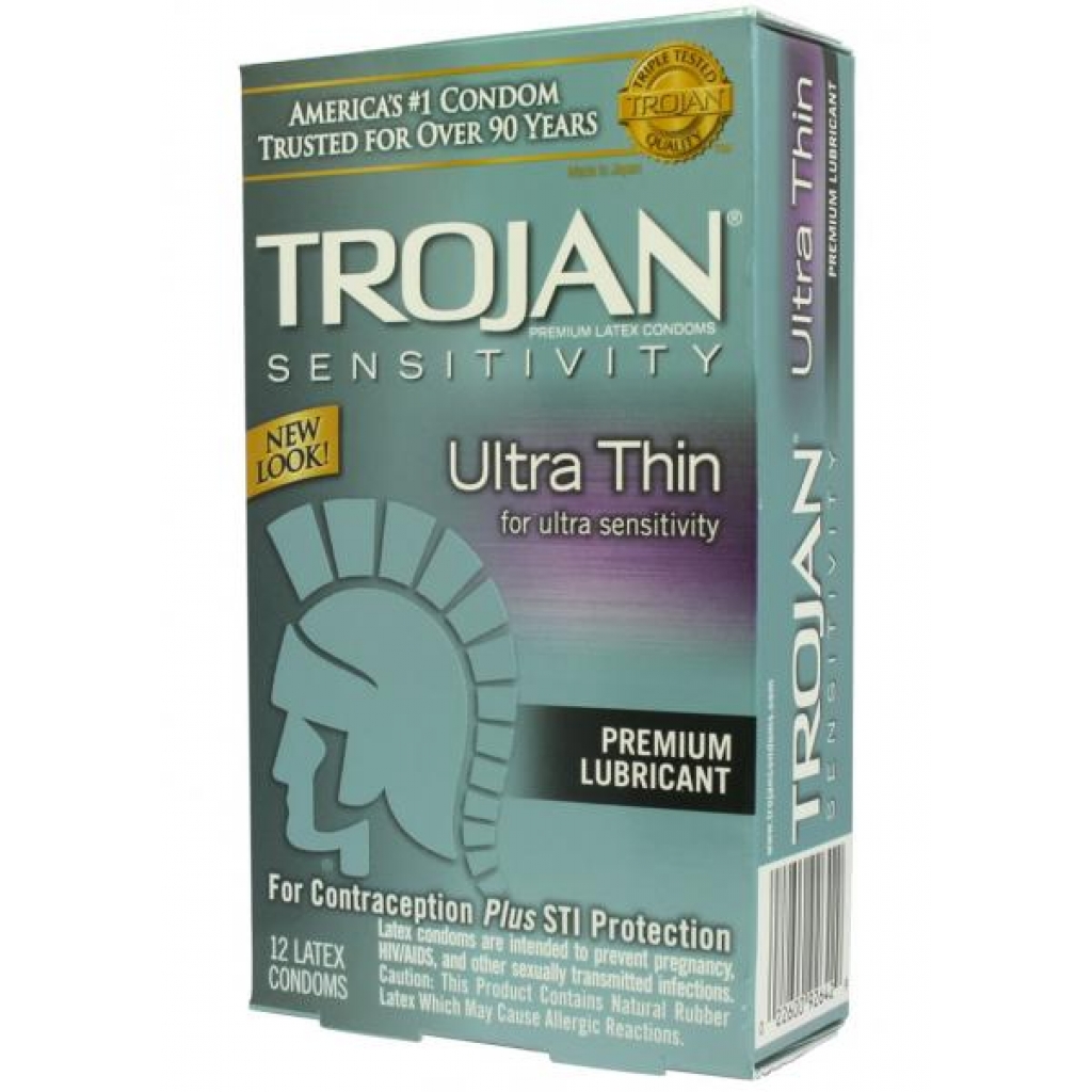 Trojan Sensitivity Ultra Thin Lubricated Condoms 12 Pack - Trojan