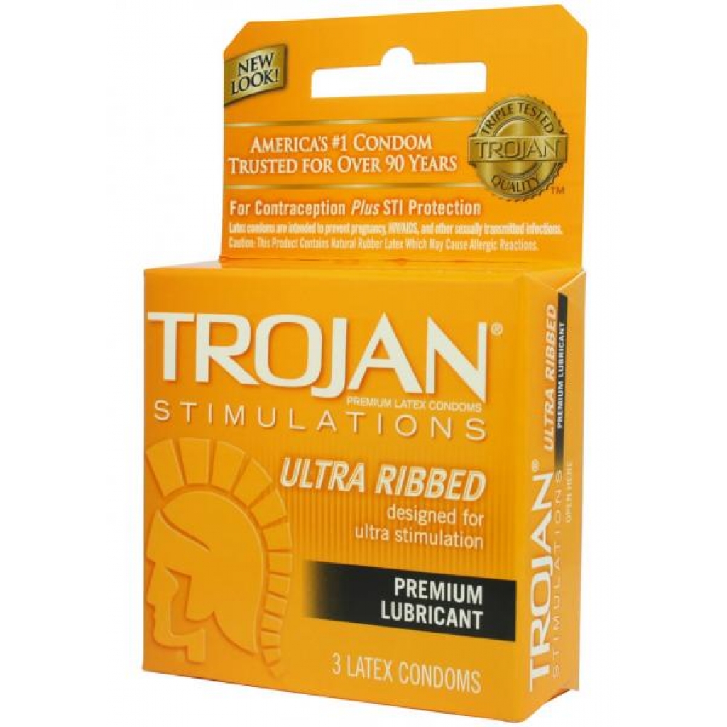 Trojan Ultra Ribbed Lubricated Condoms 3 Pack - Trojan