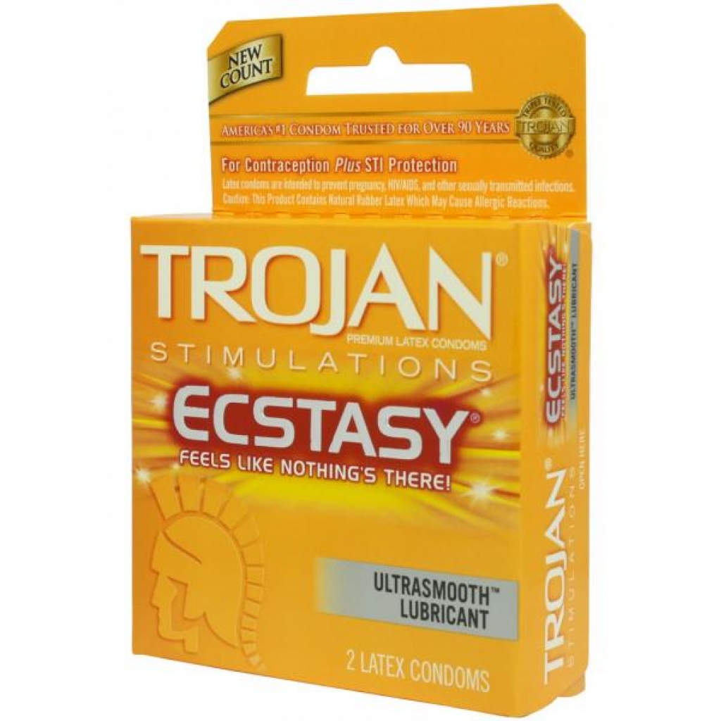 Trojan Ultra Ribbed Ecstasy Lubricated Condoms - 2 Pack