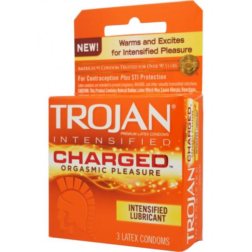 Trojan Intensified Charged Orgasmic Pleasure Condoms 3pk