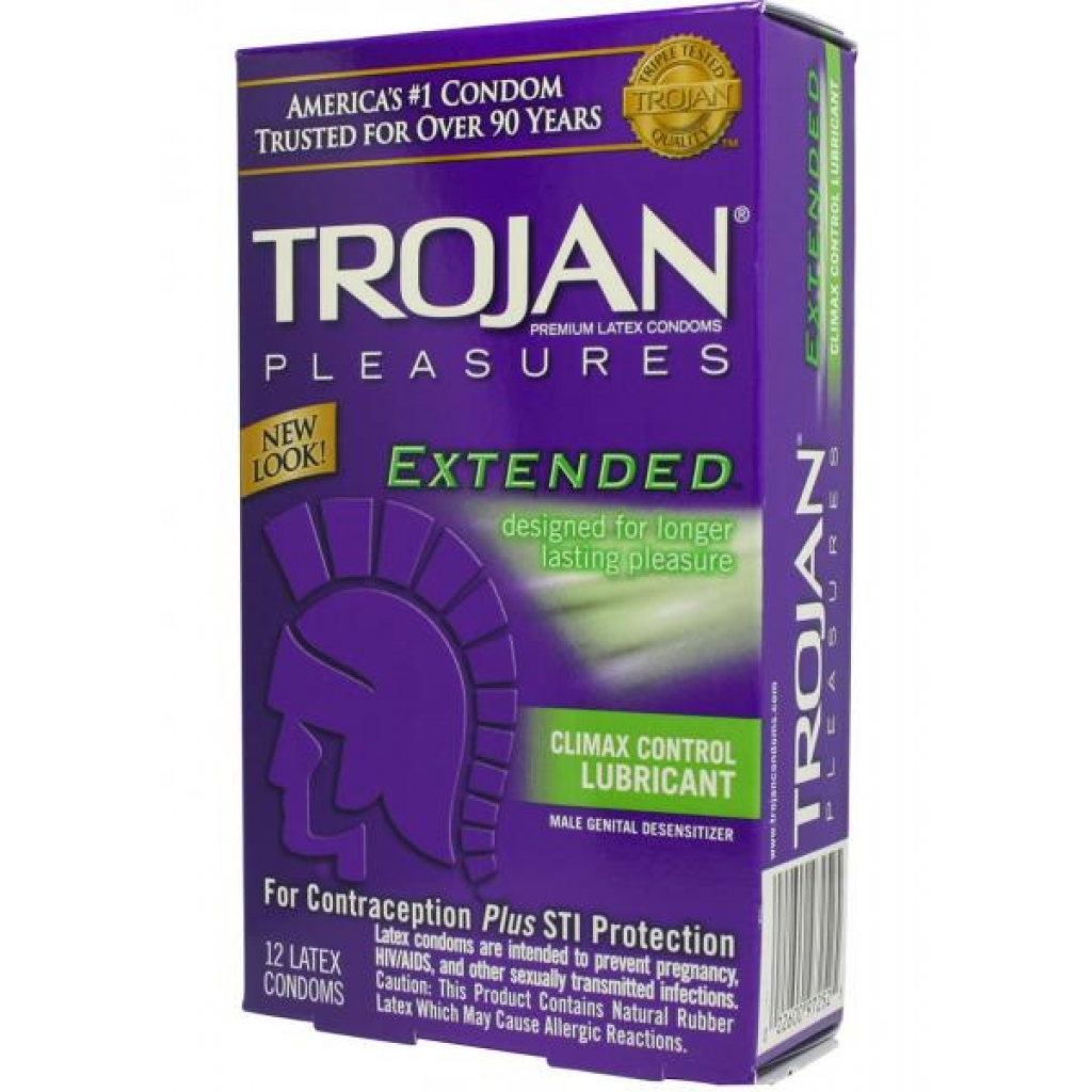 Trojan Condom Pleasures Extended Climax Control Lubricant 12 Pack