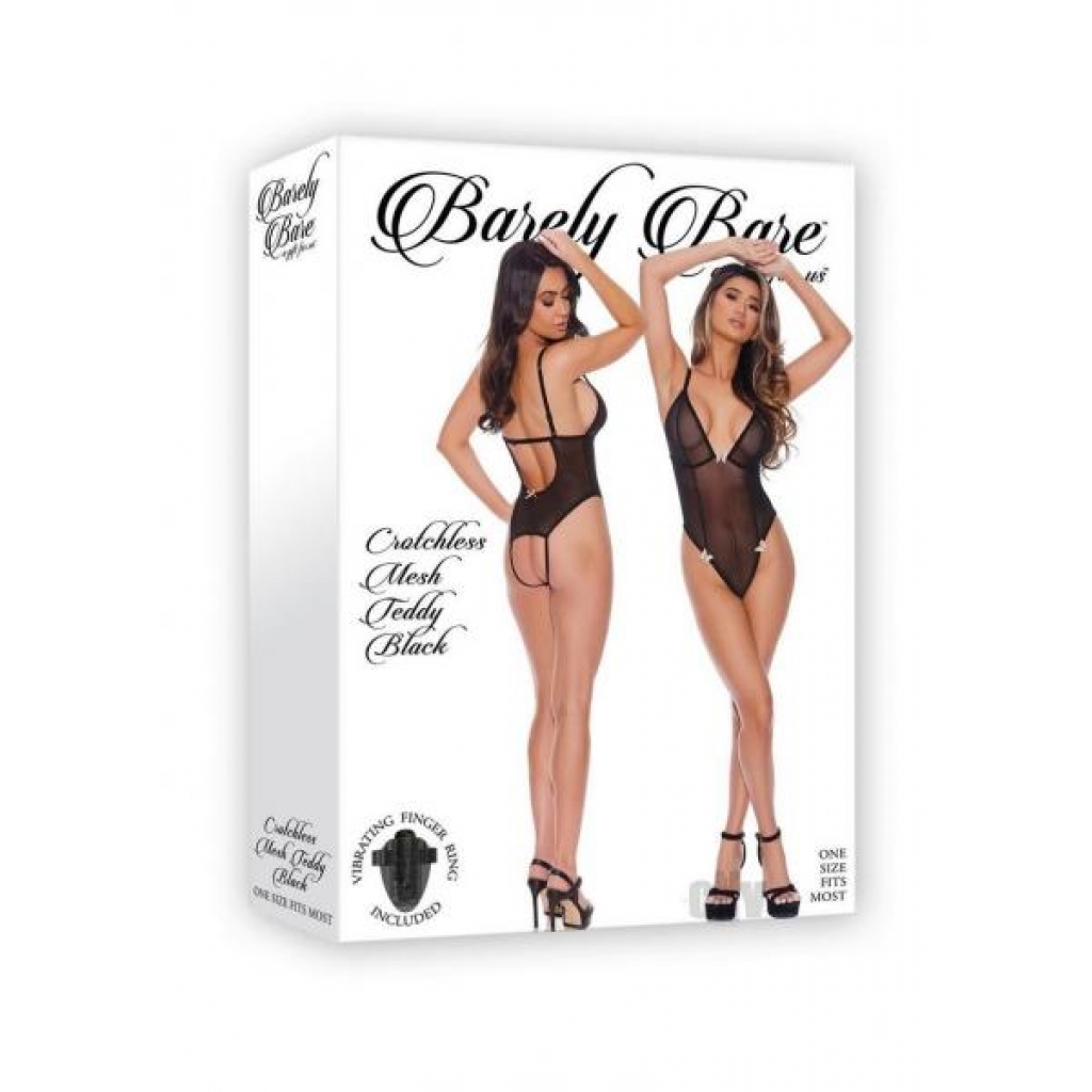 Barely B Crotchless Mesh Teddy Blk - Evolved Novelties