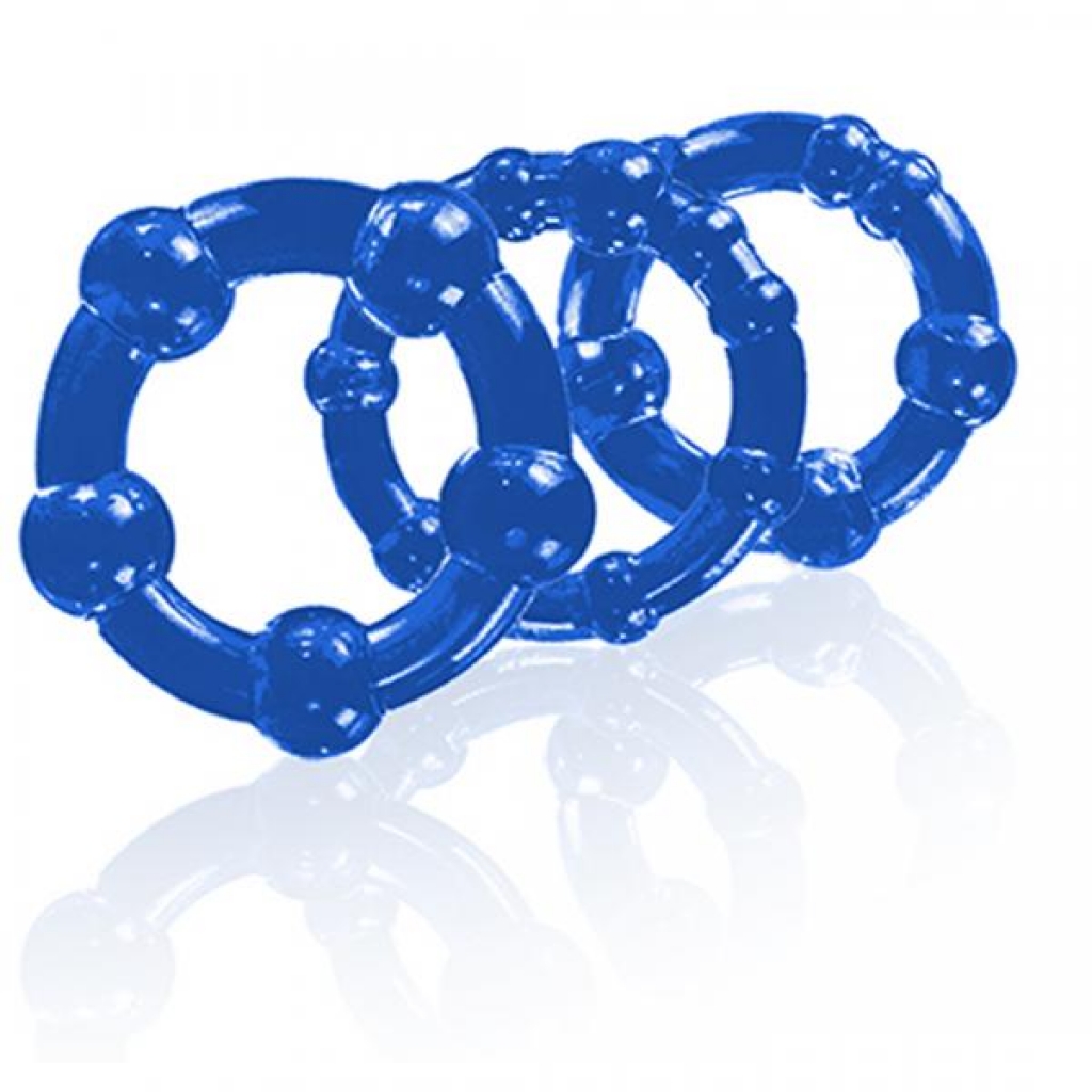 Stay Hard Beaded Cockrings Blue 3 Pack - Blush Novelties