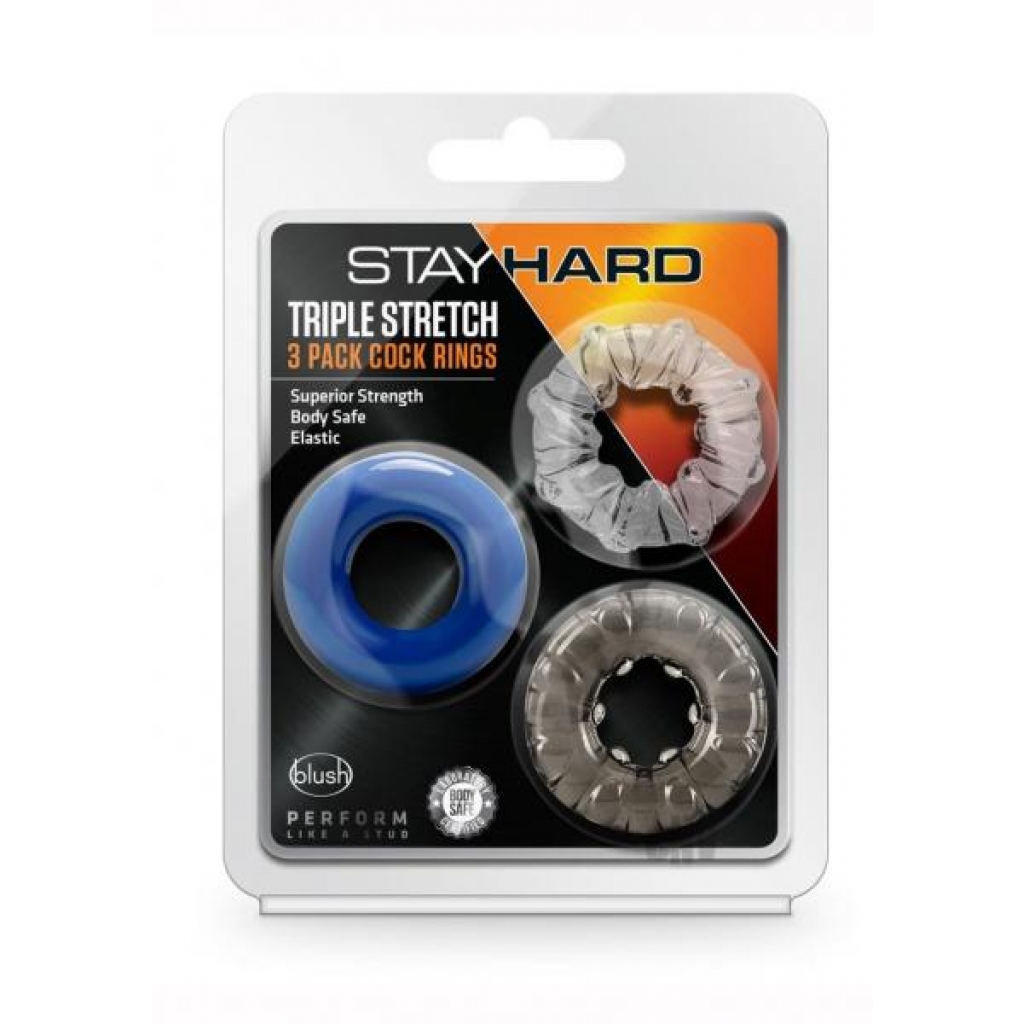 Stay Hard Triple Stretch 3pk Crings - Blush Novelties