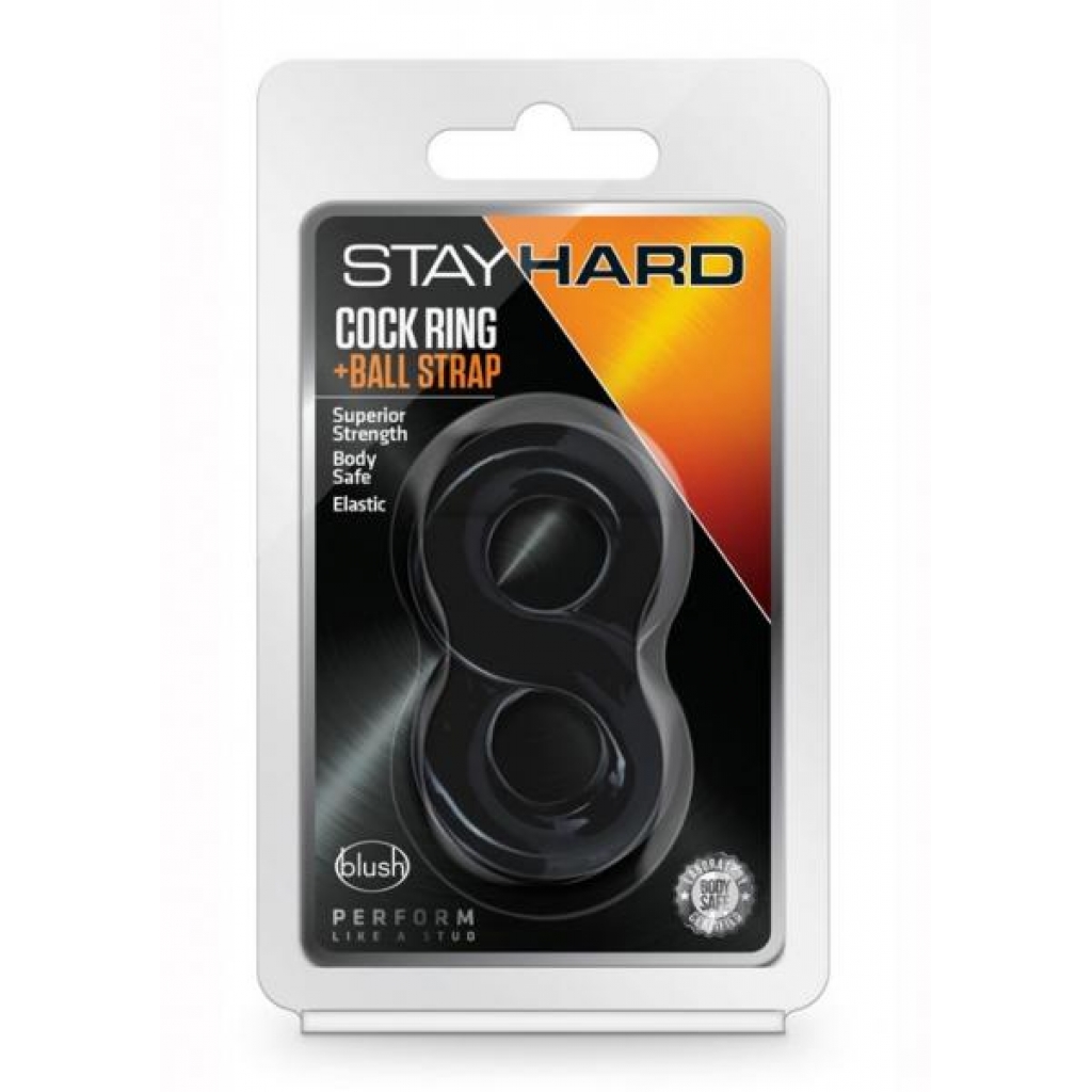 Stay Hard Cring And Ball Strap Blk - Blush Novelties