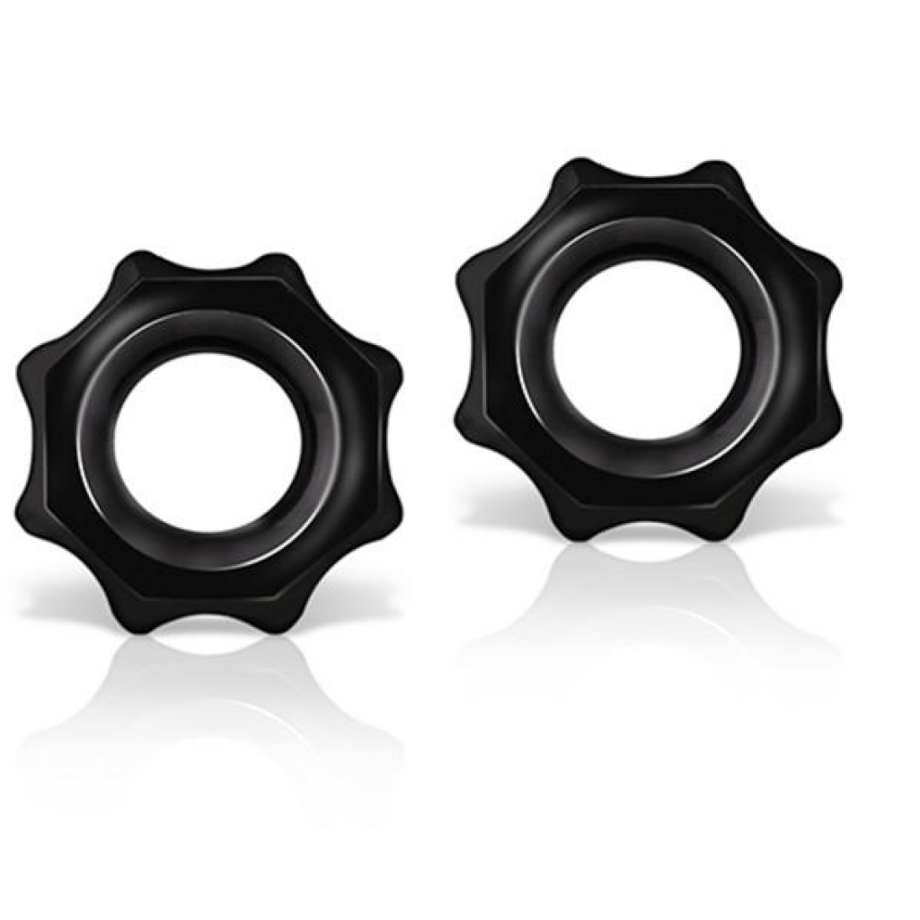 Stay Hard Nutz 2 Black Cock Rings - Blush Novelties