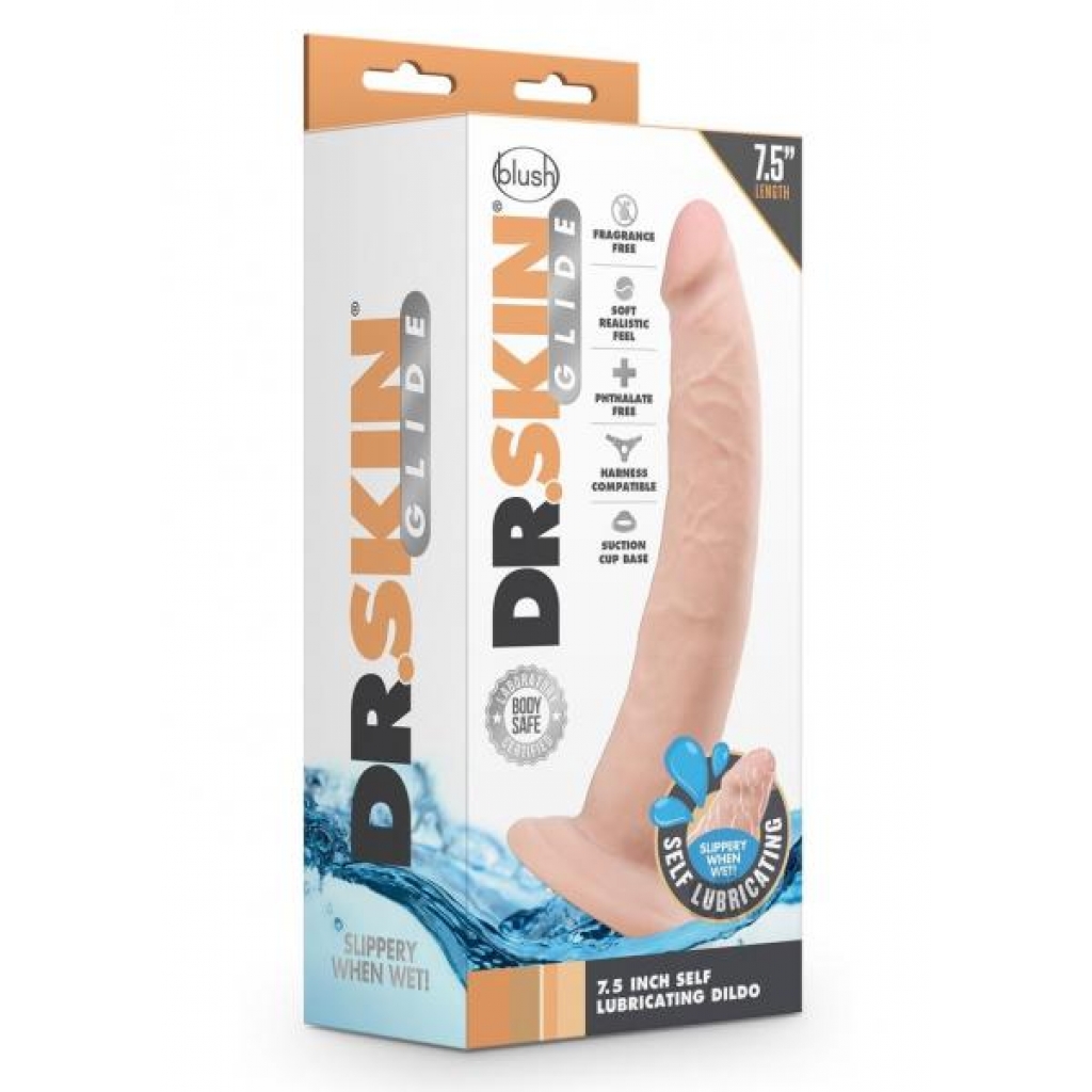 Dr Skin Glide Self Lube Dildo - 7.5 Vanilla