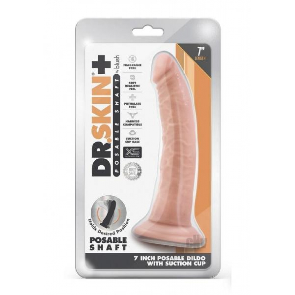 Dr Skin Plus Posable Dildo 7 Vanilla - Blush Novelties