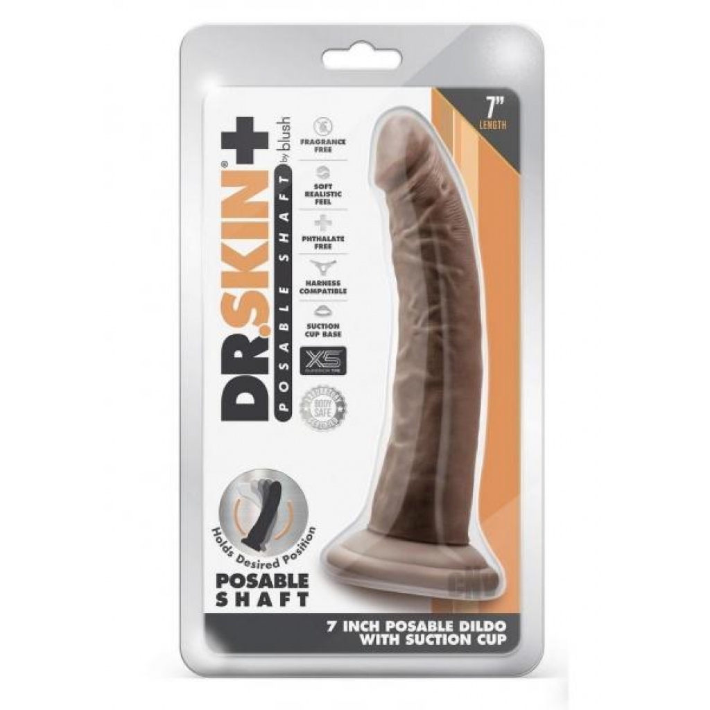 Dr Skin Plus Posable Dildo 7 Chocolate - Blush Novelties