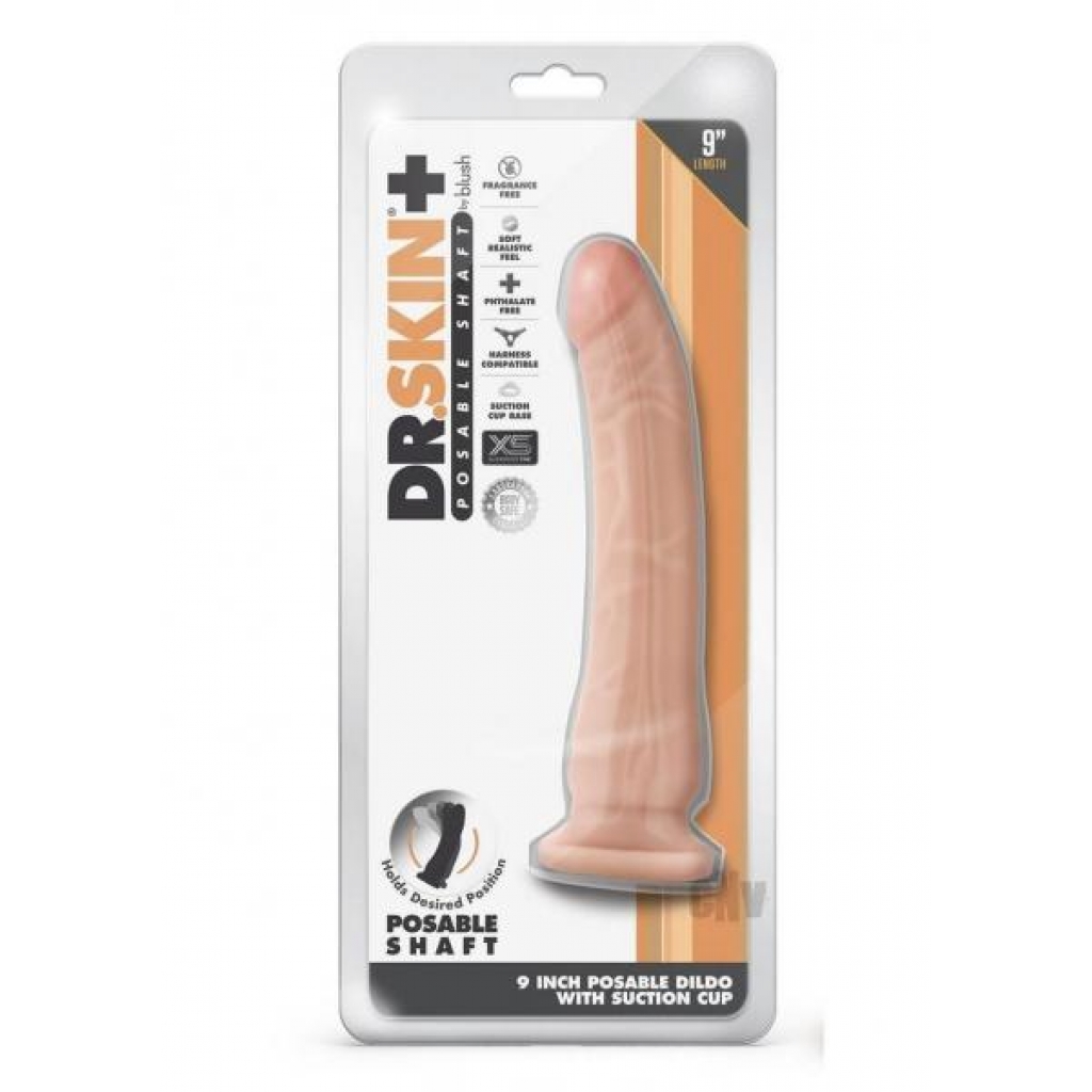 Dr Skin Plus Posable Dildo 9 Vanilla - Blush Novelties