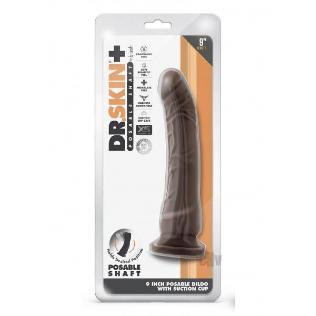 Dr Skin Plus Posable Dildo - 9 Inch Chocolate