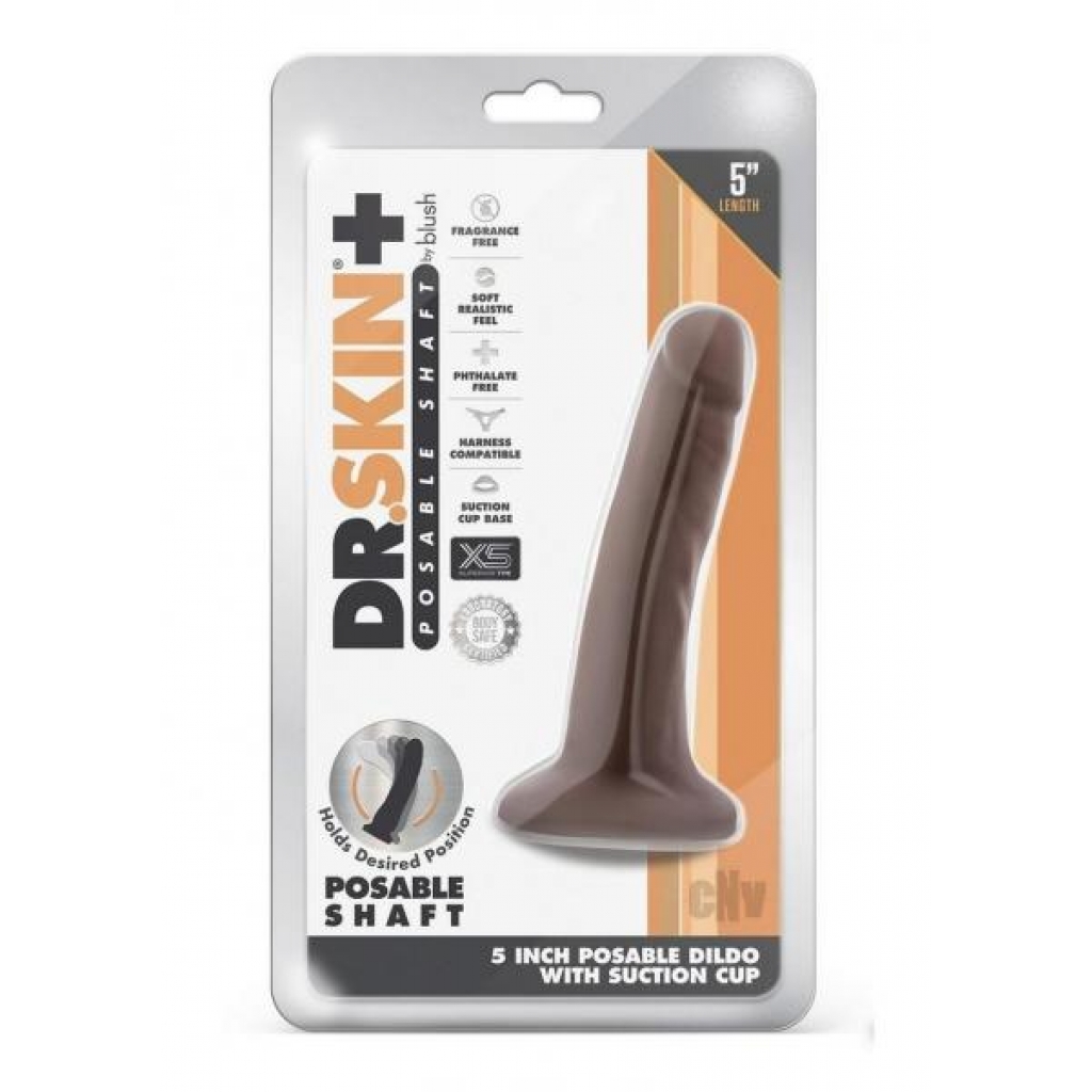 Dr Skin Plus Posable Dildo 5 Chocolate - Blush Novelties