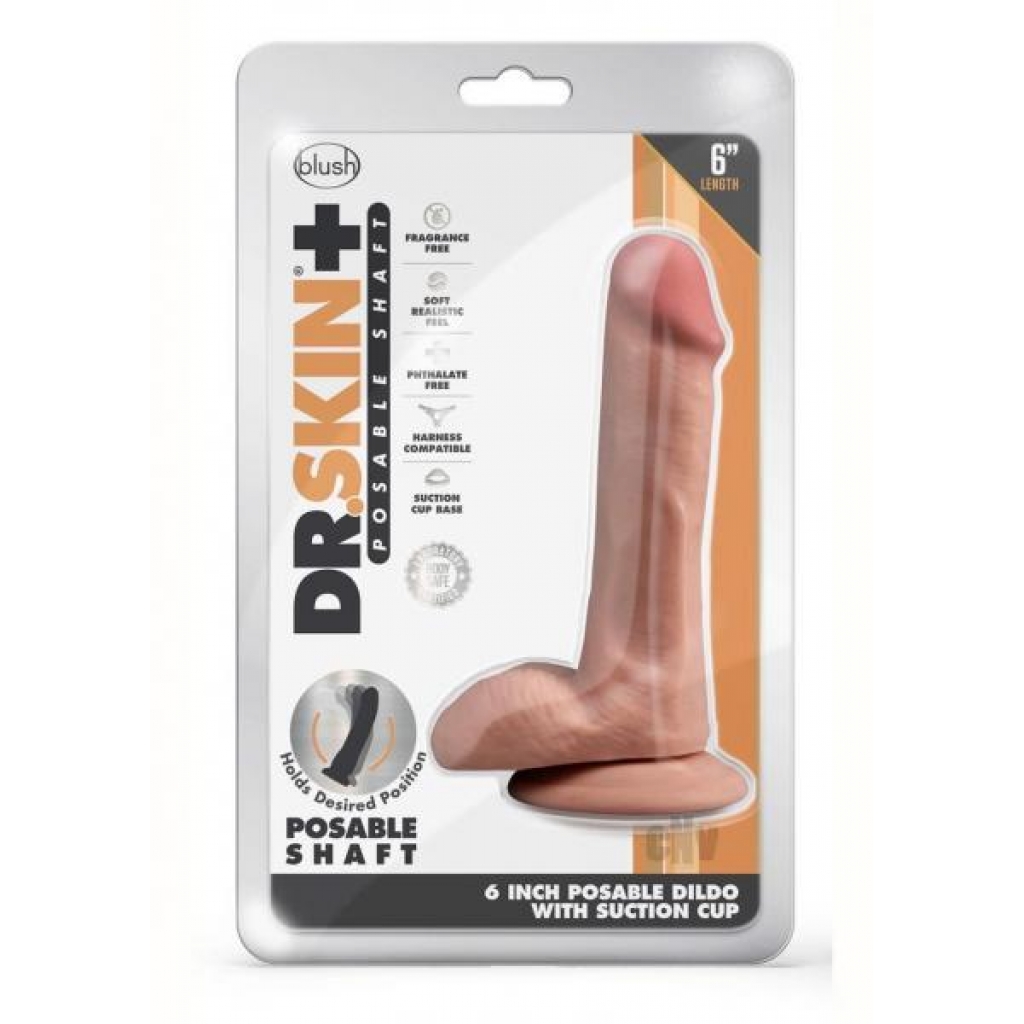 Dr. Skin Plus Poseable Dildo - Caramel 6 Inches