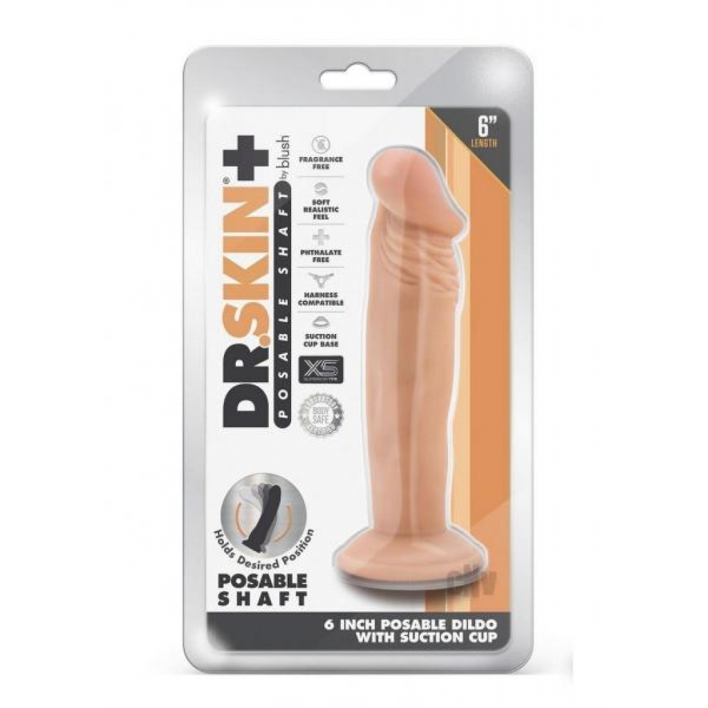 Dr Skin Plus Posable Dildo 6 Vanilla - Blush Novelties