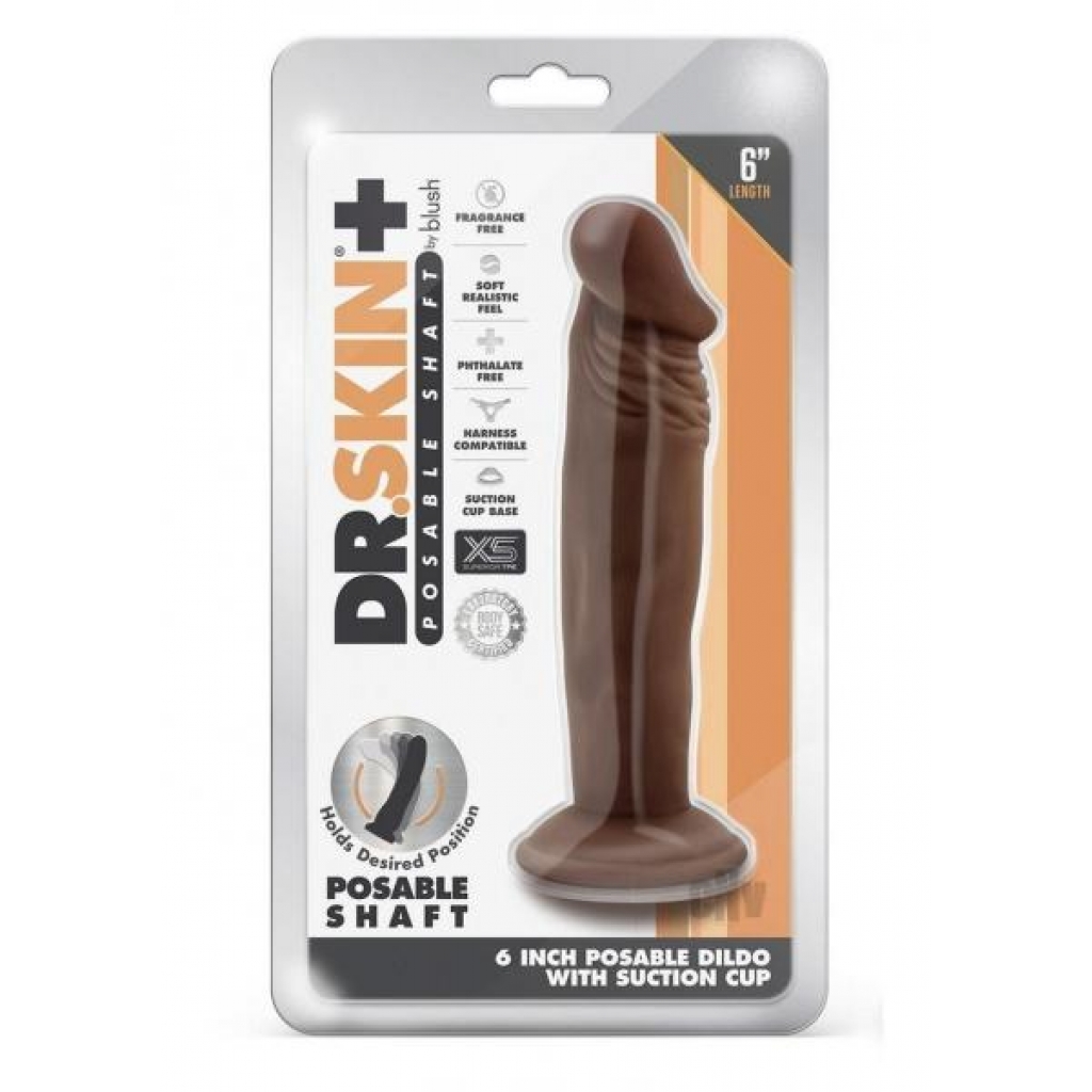 Dr Skin Plus Posable Dildo 6 Chocolate - Blush Novelties