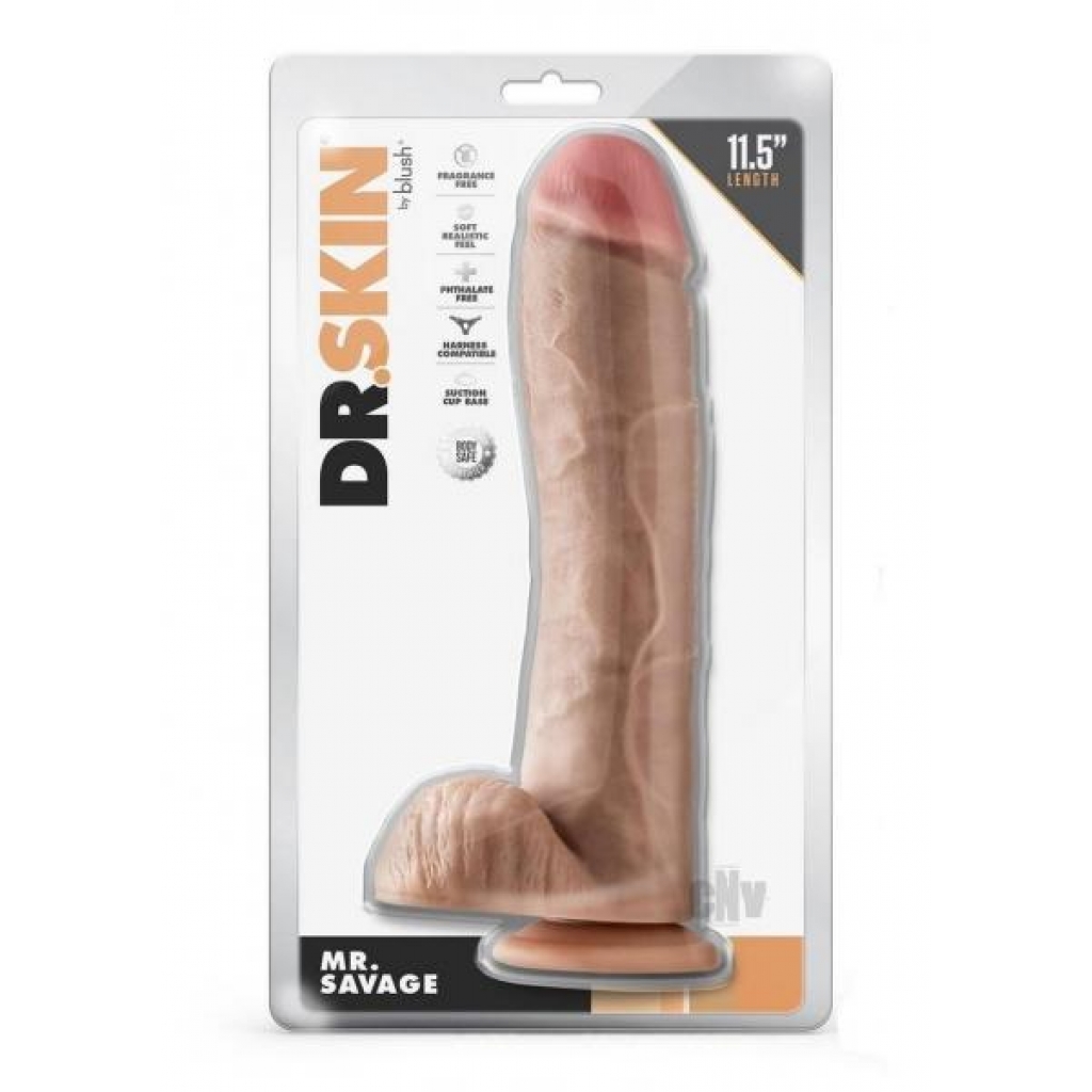 Dr Skin Mr Savage 11.5 Dildo Balls Beige - Blush Novelties