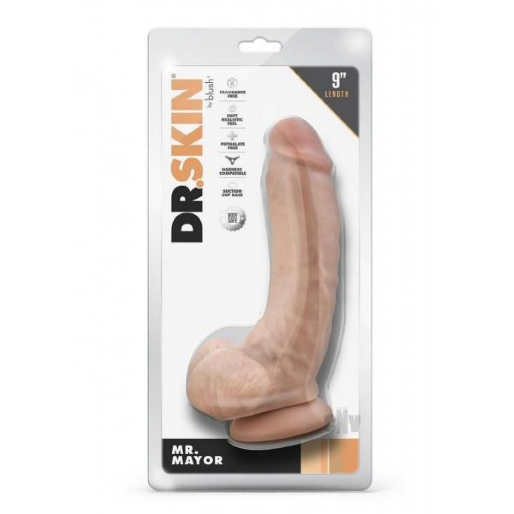 Dr Skin Mr Mayor 9 Dildo Balls Beige - Blush Novelties