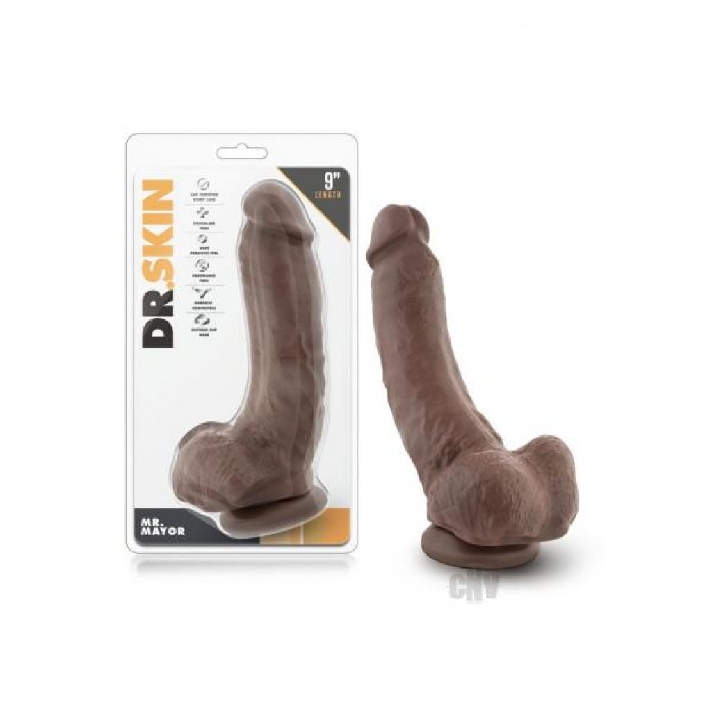 Dr. Skin Mr. Mayor 9 Dildo Chocolate - Blush Novelties