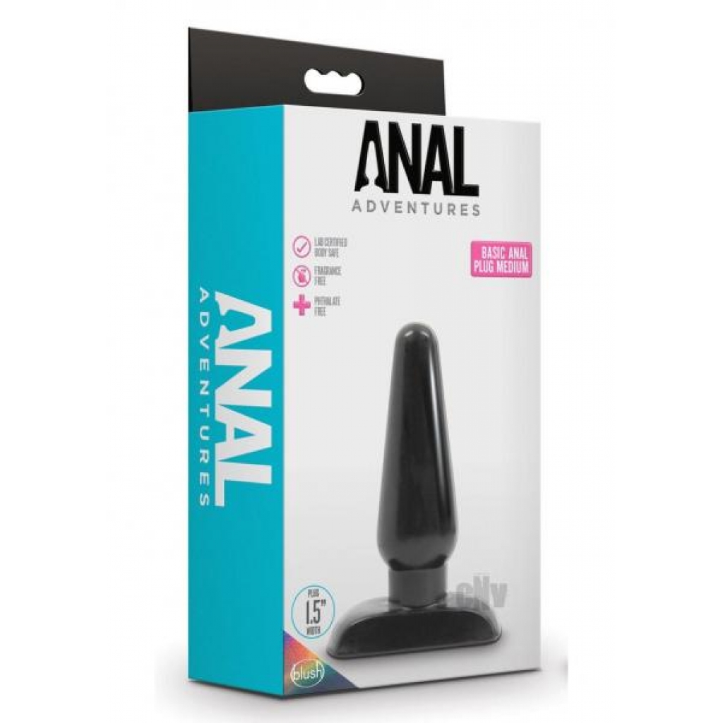 Essential Anal Adventures Basic Anal Plug - Medium - Black