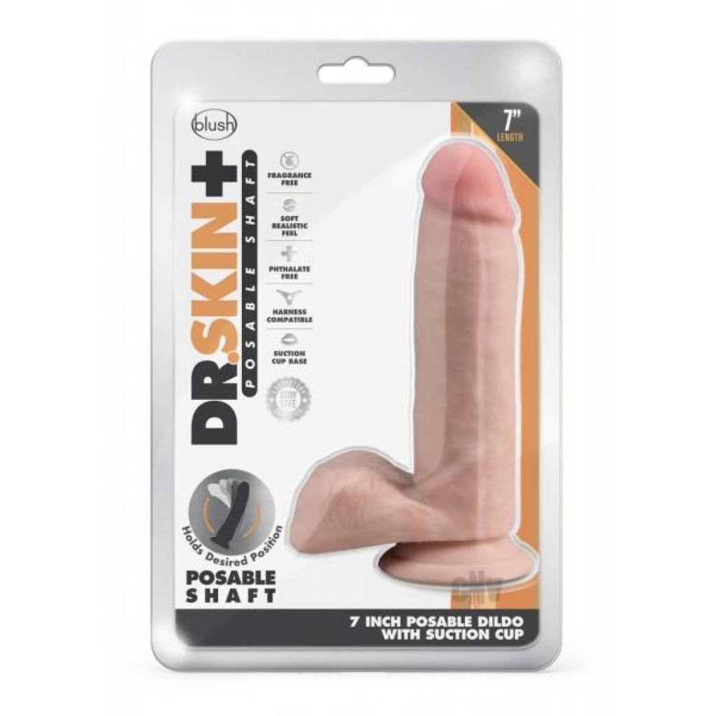 Dr Skin Plus Posable Dildo 7 Vanilla - Blush Novelties