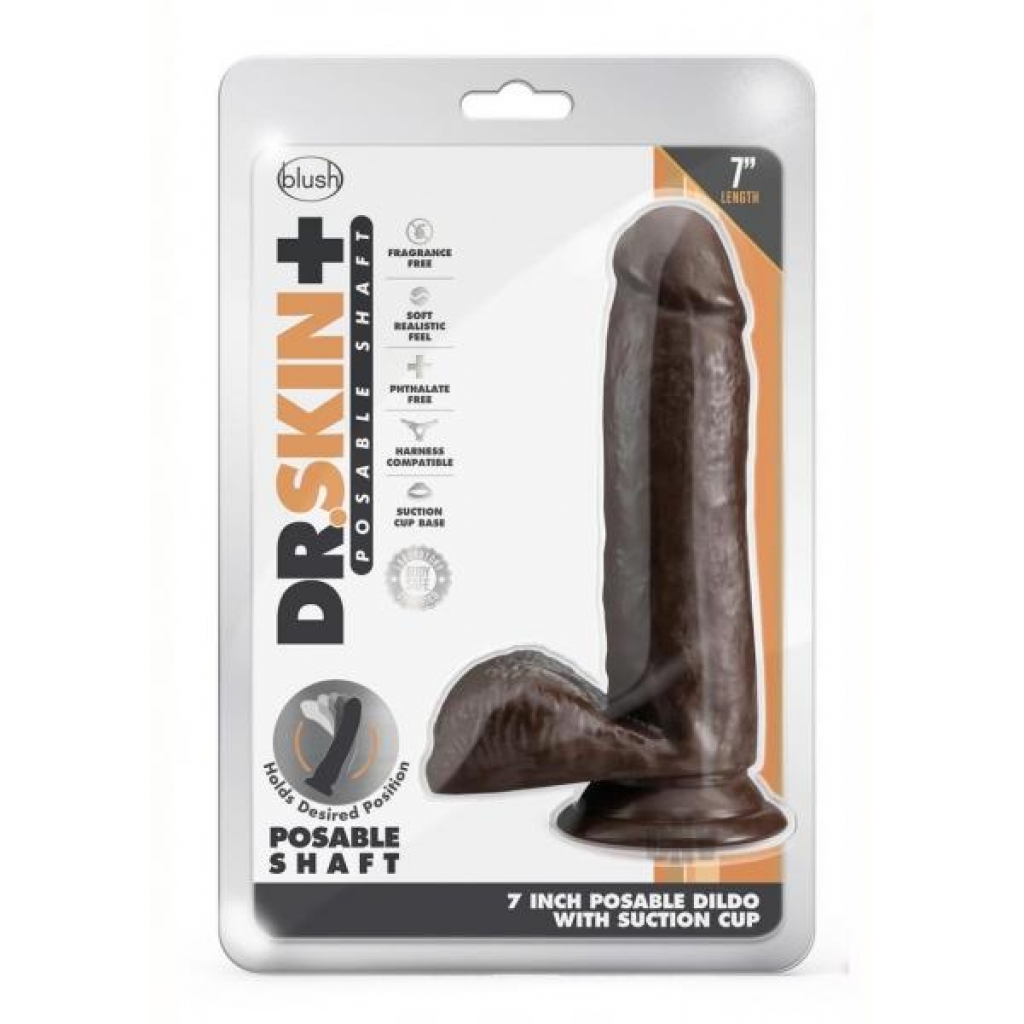 Dr Skin Plus Posable Dildo 7 Chocolate - Blush Novelties