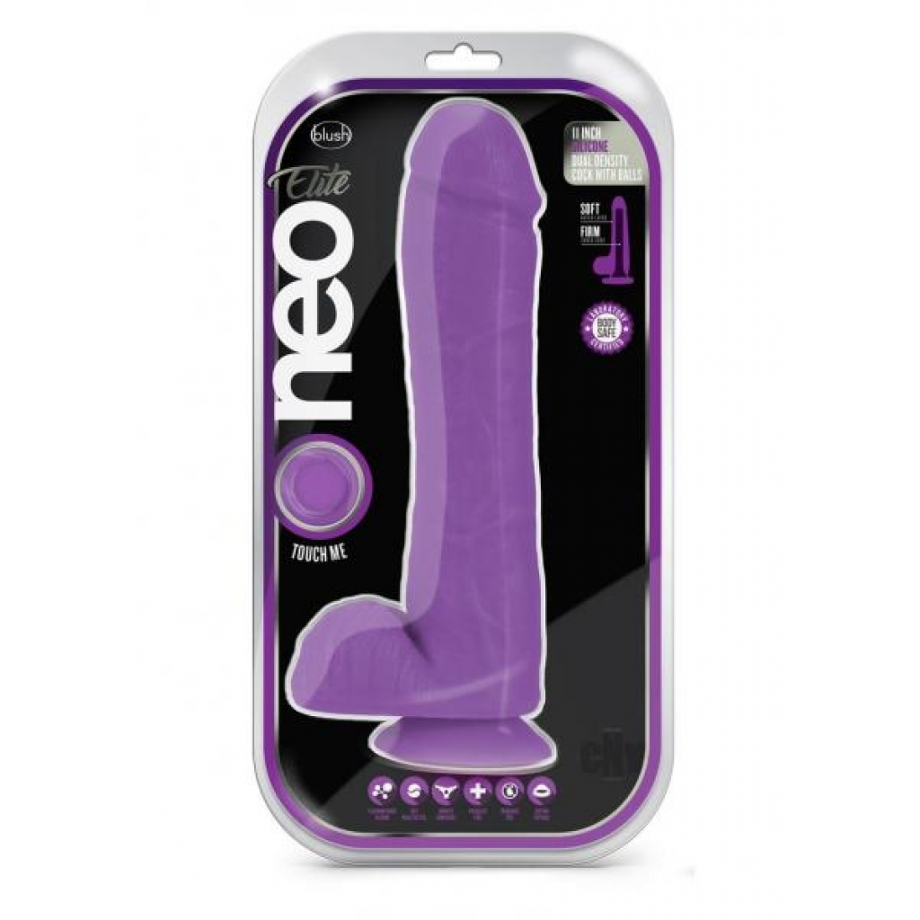 Neo Elite D Dense Cock W/balls 11 Purp - Blush Novelties