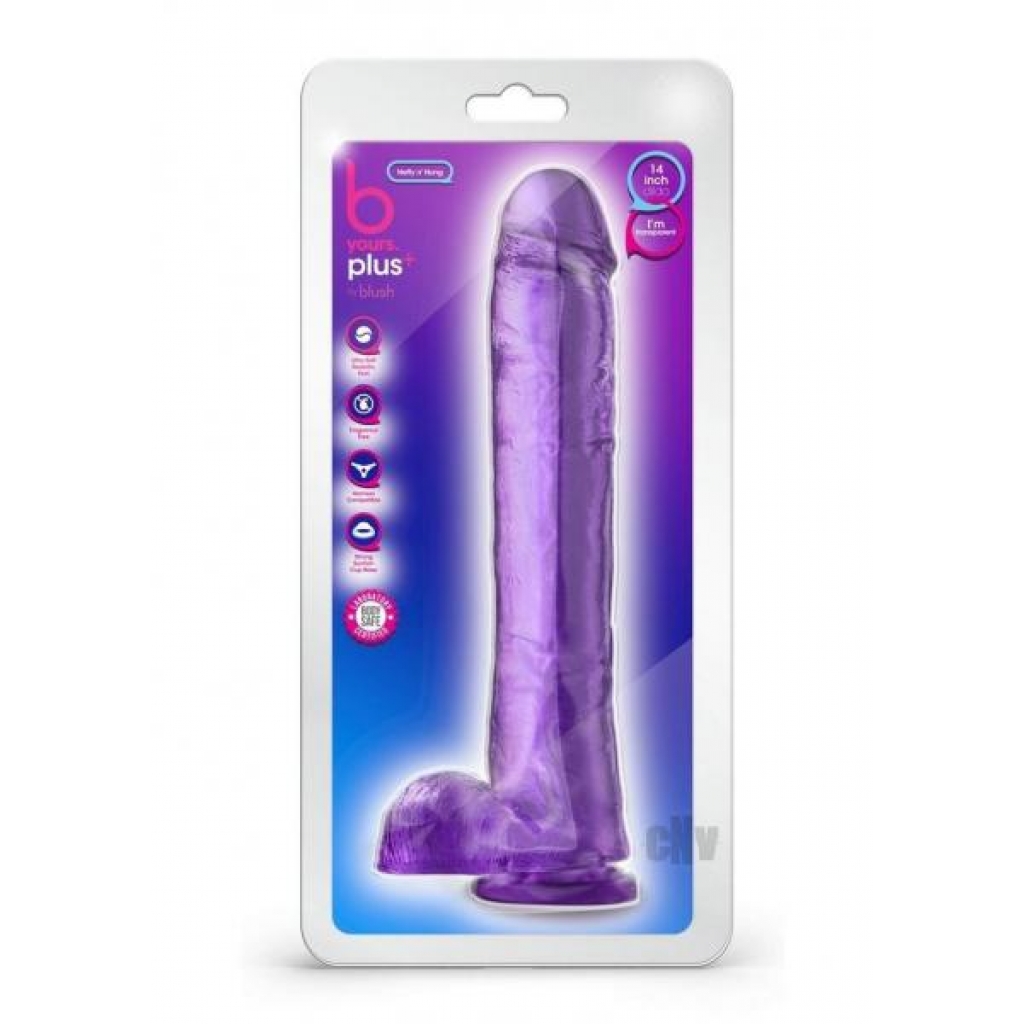 B Yours Plus Hefty N Hung Realistic Dildo - Purple