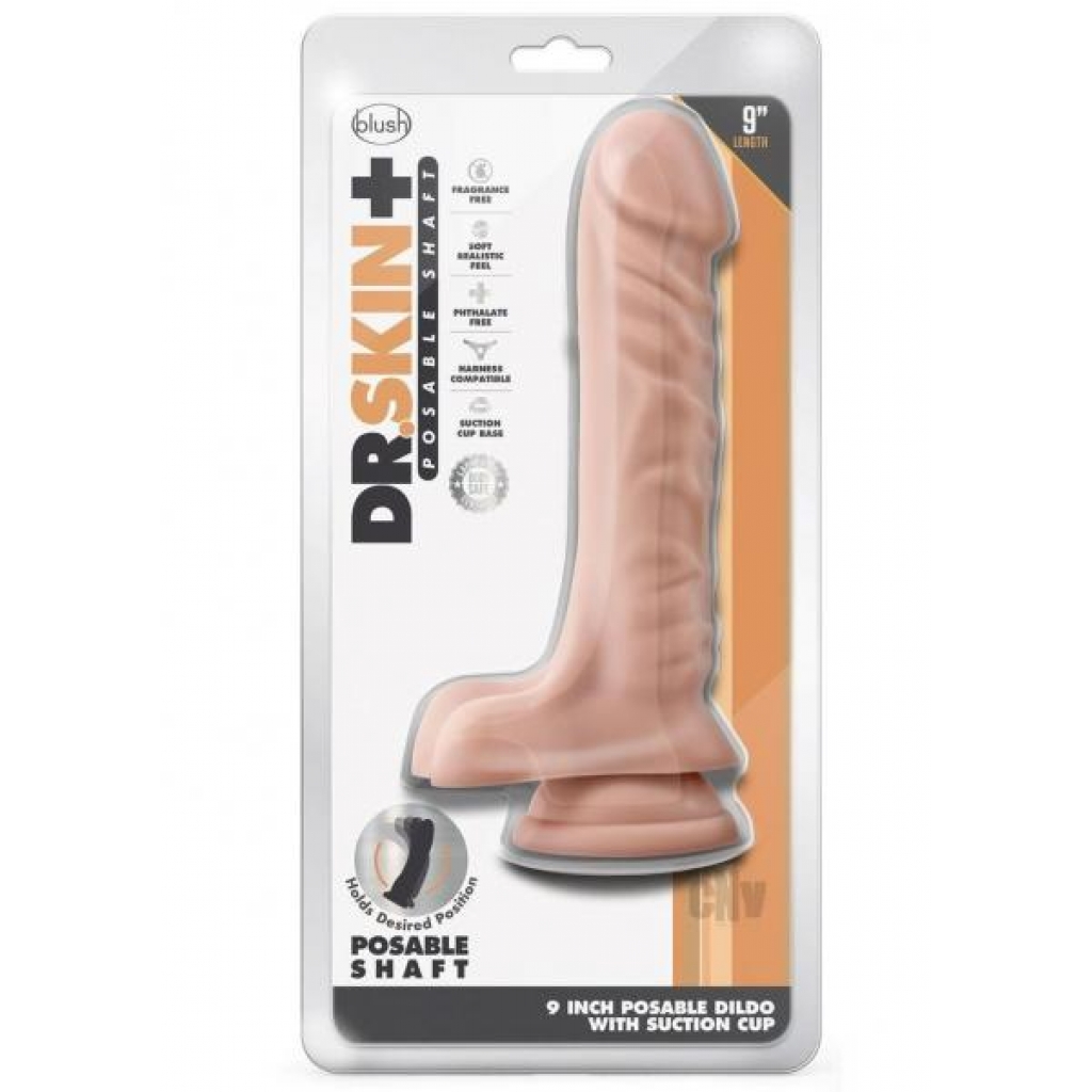 Dr. Skin Plus Pose Dildo - 9 inches - Vanilla