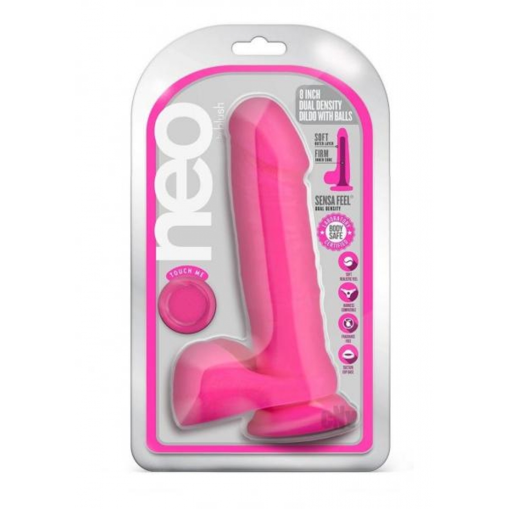 Neo Dual Density Dildo - 8 Inches Neon Pink