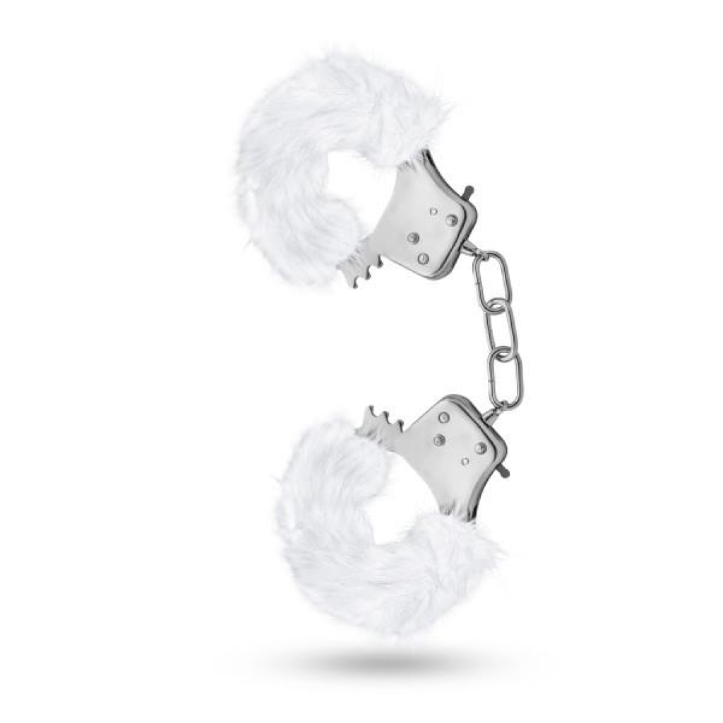 Temptasia Plush Fur Cuffs White Handcuffs - Blush Novelties