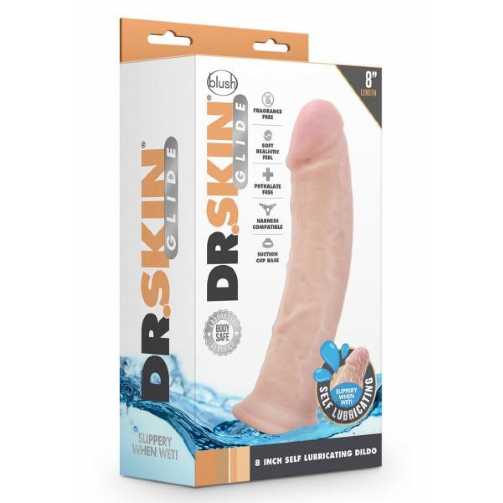 Dr. Skin Glide Self Lubricating Dildo - 8 Inch Vanilla