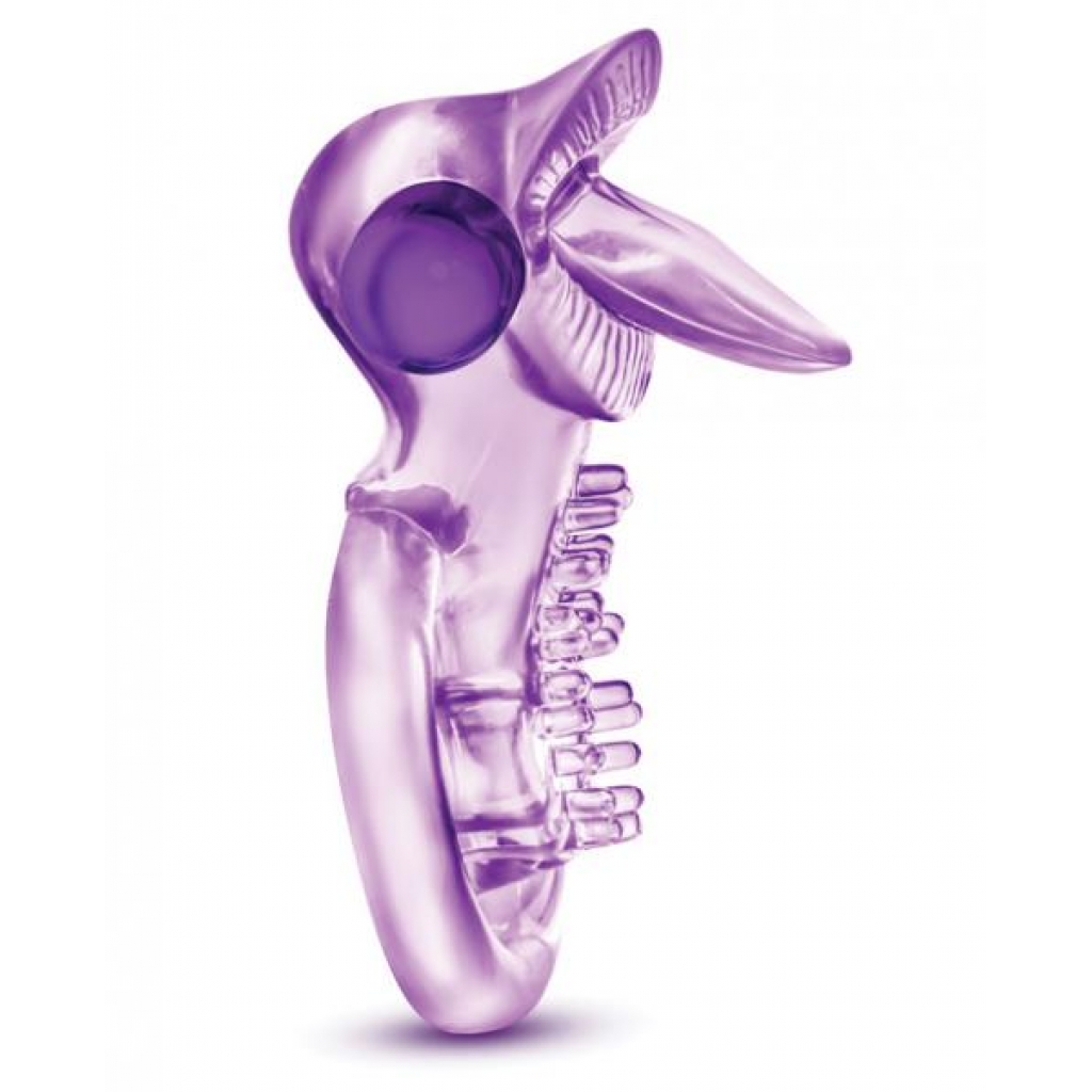 Lick It Vibrating Double Strap Cock Ring Purple - Blush Novelties