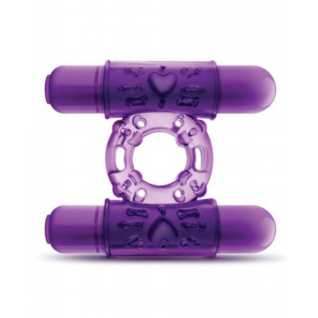 Double Play Dual Vibrating Cock Ring Purple - Blush Novelties