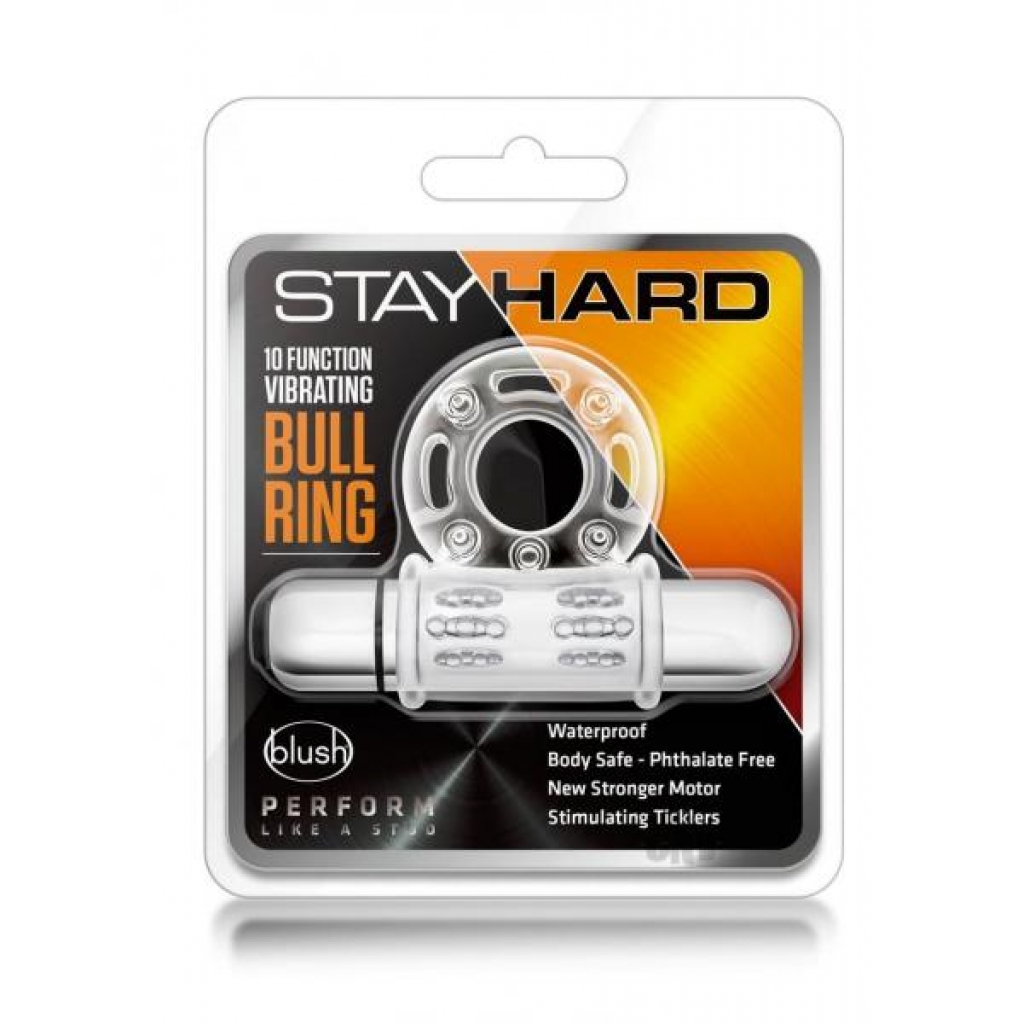 Stay Hard 10x Vibrating Bull Ring Clear - Blush Novelties