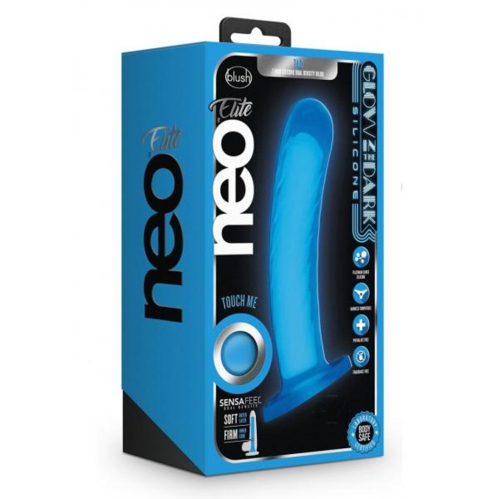 Neo Elite Glow in the Dark Tao Dildo - 7 - Blue