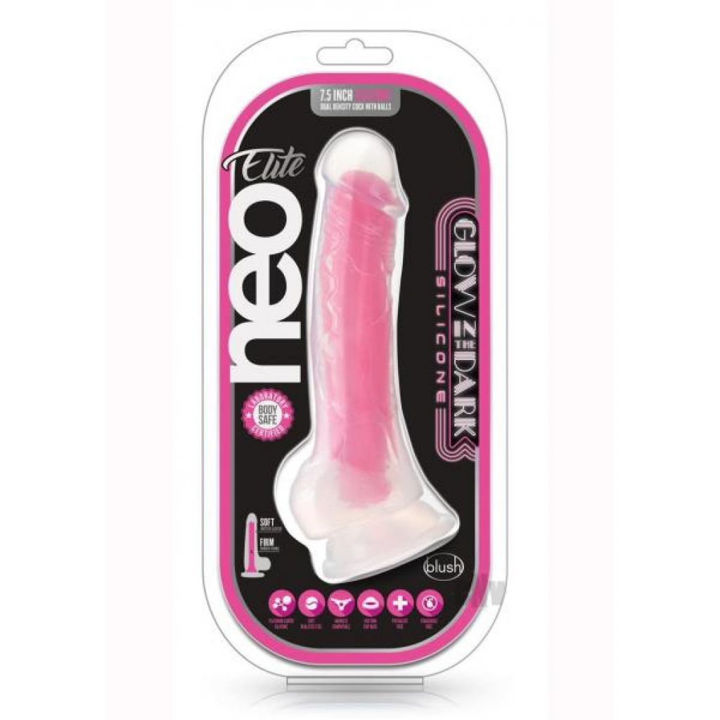 Neo Elite Gitd Dd Cock W/balls 7.5 Pnk - Blush Novelties